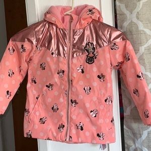 DISNEY MINNIE MOUSE EARS HOODED ROSE GOLD PINK RAINCOAT SIZE 4